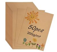 Rseuphiee 50 Pezzi A4 Carta Kraft, 21 x 29,7 cm Cartoncino Kraft 200 g/m² cartoline vuote, Carta vintage per Realizza inviti, biglietti bianchi fai-da-te, stampa(marrone)