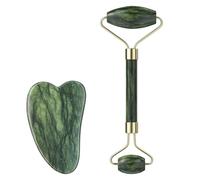Rseuphiee Gua Sha Viso, Naturale Strumento di Massaggio per Pietra di Giada Verde, Rullo di Giada per il Viso, Guasha Viso Pietra Giada, Massaggiatore Viso in Giada, per Calma e Rilassa La Pelle