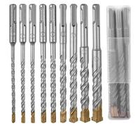 Rseuphiee Set di Punte per Trapano a Percussione SDS Plus, 9 Pezzi Punte da Trapano Ha 4 taglienti, 5/6/6/8/8/10/12/14/16 x 160 mm, Da utilizzare su calcestruzzo, mattoni, cemento, pietra, piastrelle
