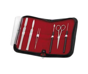 RSG Set di 6 posate da microscopio in acciaio inox con chiusura lampo