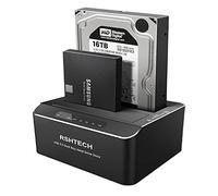 RSHTECH - Docking station per disco rigido, in alluminio da USB 3.0 a SATA Dual Bay, per SSD SATA HDD da 2,5 e 3,5" con funzione clone/duplicatore offline, supporto UASP e 2x16TB (RSH-DS01)