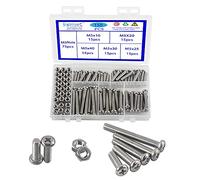 Rshuhx 150PCS M5 Bullone e Dadi Viti a Testa Bombata a Croce Phillips Vite e Dado Acciaio Inox 304 Pan a Croce Bullone Meccanico Set di Assortimenti Per Riparare il Fissaggio Fai Da
