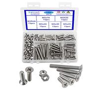 Rshuhx 150PCS M5 Vite e Dado Acciaio Inox 304 Vite a Testa Svasata Piana a Croce Filettatura Completa Bullone Meccanico Kit di Assemblaggio di Dispositivi di Fissaggio