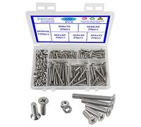 Rshuhx 200PCS M4 Vite e Dado Acciaio Inox 304 Vite a Testa Svasata Piana a Croce Filettatura Completa Bullone Meccanico Kit di Assemblaggio di Dispositivi di Fissaggio