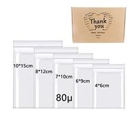 Rshuhx 500 pezzi Sacchetti Plastica Richiudibili Addensare 160μm Dimensioni Multiple Piccoli Chiusura asacchetti Trasparente Chiusura con Cerniera a Pressione per Gioielli Biscotti Dolci