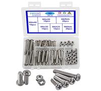 Rshuhx 80PCS M6 Bullone e Dadi Viti a Testa Bombata a Croce Phillips Vite e Dado Acciaio Inox 304 Pan a Croce Bullone Meccanico Set di Assortimenti Per Riparare il Fissaggio Fai Da