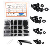 Rshuhx M3 M4 M5 M6 Viti a Bulloni e Dadi Esagono Incassato Bulloni Set Viti e Dadi,Nere Viti a Testa Piana Bulloni Dotato di Chiave Esagonale 500pcs