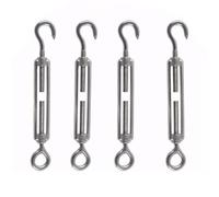 Rshuhx M6 Tenditore Corda Tensione Acciaio 4pezzi Inox 304 Gancio & Occhio Tension Gancio Regolabile del Tenditore Per catena per stendibiancheria, decorazione da giardino, fissaggio a vela solare