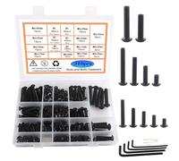 Rshuhx Set Viti e Dadi a Esagono Incassato M5 M6 M8 - Testa Cilindrica Nera Con Presa Esagonale e Chiave - 310 Pezzi