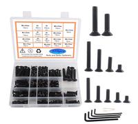 Rshuhx Viti a Bulloni e Dadi Esagono Incassato Bulloni Set Viti e Dadi,M5 M6 M8 Nere Viti a Testa Piana Bulloni Dotato di Chiave Esagonale 310pcs