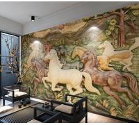 rskjdghshd Carta da parati 3D con otto cavalli per soggiorno, camera da letto, bar, 3D, 350x245 cm