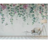 rskjdghshd Carta da parati acquerello con fiori, foglie e uccelli per soggiorno, camera da letto e murales da bar, 3D, 400x280cm