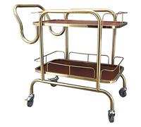 Rsmmpqa Carrello da cucina a 2 ripiani dal design moderno con portabottiglie in metallo e legno, carrello da portata da cucina