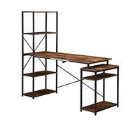 Rsmmpqa DeskHome - Postazione di lavoro per ufficio, con libreria a 5 ripiani e 2 ripiani aperti, tavolo da disegno multifunzione con scrivania inclinabile, per artisti o studenti