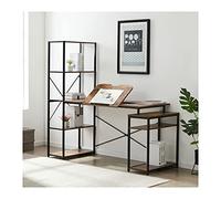 Rsmmpqa DeskHome - Scrivania per computer da ufficio con libreria a 5 ripiani e 2 ripiani aperti, tavolo da disegno multifunzione con scrivania inclinabile, per artisti o studenti