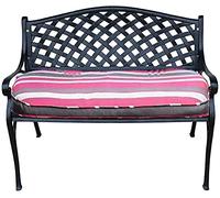 Rsmmpqa Panca da giardino da 101,6 cm, panca da giardino per esterni, panchine da terrazza in alluminio pressofuso al 100% resistente alle intemperie, panca da cortile retrò a 2 posti, decorazione