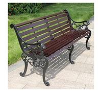 Rsmmpqa Panca da terrazza per esterni, panca da giardino resistente alle intemperie con ghisa e legno massello anticorrosivo, 2-3 posti (colore: nero, dimensioni: 125 x 5 (nero 150 x 58 x 78 cm)