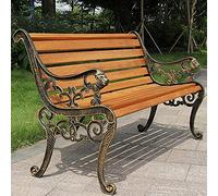 Rsmmpqa Panca da terrazza per esterni, panca da giardino resistente alle intemperie con ghisa e legno massello anticorrosivo, 2-3 posti (colore: bronzo, dimensioni: 125X (bronzo 125 x 58 x 78 cm)