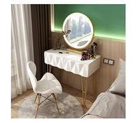 Rsmmpqa Tavolo da toeletta bianco deluxe con specchio cosmetico cassetti sgabello per trucco camera da letto set di gioielli diverse dimensioni set tavolo da toeletta (colore: stile 3: 90 cm) (stile 3