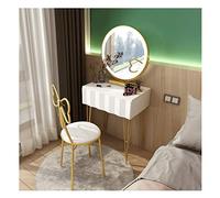 Rsmmpqa Tavolo da toeletta bianco deluxe con specchio cosmetico cassetti sgabello per trucco camera da letto set di gioielli diverse dimensioni set tavolo da toeletta (colore: stile 3: 90 cm) (stile 1
