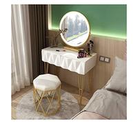 Rsmmpqa Tavolo da toeletta bianco deluxe con specchio cosmetico cassetti sgabello per trucco camera da letto set di gioielli diverse dimensioni set tavolo da toeletta (colore: stile 3: 90 cm) (stile 2