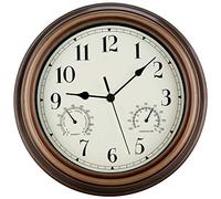 Rsobl SecreShow, orologio da parete per interni ed esterni, impermeabile, con combinazione di temperatura e umidità, funzionamento a batteria, senza ticchettio, orologio da parete silenzioso