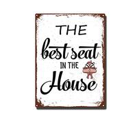 RSPYOAG Divertente targa in latta per bagno, con scritta in lingua inglese "The Best Seat in the House", decorazione da parete per la casa, bagno, stile retrò, 30,5 x 40,6 cm
