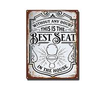 RSPYOAG Divertente targa in latta per bagno, stile vintage, con scritta in lingua inglese "This is the best seat in the house", decorazione da parete per la casa, bagno, stile retrò, 30,5 x 40,6 cm