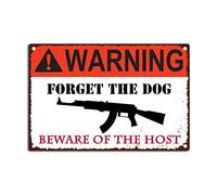RSPYOAG Targa vintage in latta con scritta in lingua inglese "Warning Forget the Dog Beware of the Host for Home Bar Coffee", 20 x 30 cm