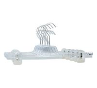 RSR Hangers 10 grucce per pantaloni trasparenti KL1 da 40 cm, in plastica con morsetto, clip antiscivolo in gomma e regolabili, gancio girevole a 360°, salvaspazio
