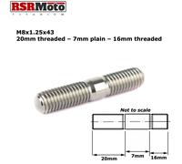 RSR Moto Dadi Per Terminali Scarico Titanium M8 Chiuso Lucidato 38mm 43mm 55mm