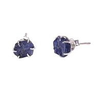 RSSE626 - Orecchini a perno in argento Sterling 925, con zaffiro grezzo naturale, realizzati a mano, da donna
