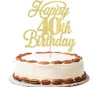 Rsstarxi 1 confezione da 1 topper per torta per 40° compleanno con glitter 40 e favolosi applausi per 40 anni 40° compleanno per festeggiare il 40° compleanno, anniversario, feste, decorazioni per torte, oro