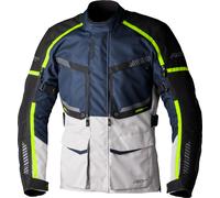 RST Maverick Evo, giacca tessile impermeabile 3XL male Grigio Chiaro/Blu Scuro/Nero/Giallo Fluo