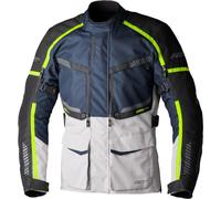 RST Maverick Evo, giacca tessile impermeabile S male Grigio Chiaro/Blu Scuro/Nero/Giallo Fluo
