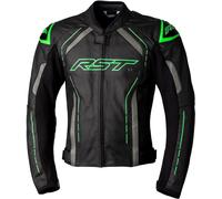 RST S1 Giacca in pelle moto, nero-verde, taglia 46