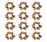 RSTYS - Ghirlanda di candele, 12 pezzi, 3,5 cm, anello di candela artificiale con mini bacche, supporto per candela, ghirlanda per casa, feste, Natale, autunno