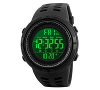 Orologio digitale da uomo - Orologi militari sportivi da uomo 50 m impermeabili, da polso da uomo con grande faccia, nero, con allarme, conto alla rovescia, cronometro, 12/24 ore, nero, medio,