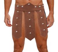 Rswnyirn Costume da guerriero romano da uomo, gonna in pelle scamosciata, costume da cavaliere romani per feste a tema, Halloween, carnevale, marrone, M