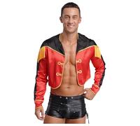 Rswnyirn Costume da uomo Circo Dompteur Manica Lunga Giacca Cappotto Anteriore Aperto Ringmaster Travestimento Costume Rosso 3XL