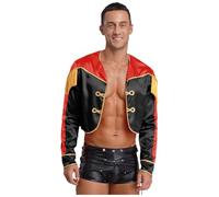 Rswnyirn Costume da uomo Circo Dompteur Manica Lunga Giacca Top Cappotto Anteriore Aperto Ringmaster Travestimento Gioco Di Ruolo Costume Nero L