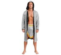 Rswnyirn Costume da uomo con paillette, con cappuccio, lungo, con pantaloncini da combattimento, tuta con brillantini, gioco di ruolo, costume per Halloween, colore argento, 3XL
