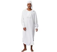 Rswnyirn Pigiama da uomo retrò Steampunk, a maniche lunghe, da notte, con cappuccio, vestibilità larga, pigiameria, Halloween, feste a tema, avorio, XL