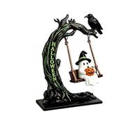 rswotnsek Altalena fantasma di Halloween, statuetta decorativa con albero e | Statuetta di Halloween autoportante con spirito oscillante, albero e corvo, decorazione da tavolo in diverse varianti di