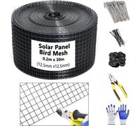 RSXMAX Kit di rete per uccelli a pannello solare, 20,3 x 30,5 m, filo in PVC, protezione per uccelli per pannelli solari per evitare che i piccioni nidificino sotto il tetto con 70 chiusure in acciaio