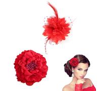 RT 2 Pacco Fiore Spilla Testa Ornamento, Sposa Donne, Rosa Fiore Accessori per Capelli, Clip di Capelli da Sposa, Ballerina di Flamenco,flamenco vestito
