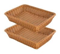 RT&BS 2 Pezzi Cestino da Pane Rettangolare in Vimini, Cesti da Frutta in Vimini, Cestino Pasquale, Cesto da Esposizione e Conservazione Intrecciato a Mano per Pane, Verdura, Frutta, Snack (Marrone, G)
