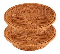 RT&BS 2 Pezzi Cestino Rotondo in Vimini per il Pane, Cestini in Vimini per la Frutta, Cestino Pasquale, Cestini Rotondi Ecologici per Conservare Pane, Frutta, Verdura, Snack, Dolciumi (Marrone, G)