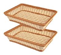 RT&BS 2 Pezzi Grande Cestino da Pane in Vimini Rettangolare, Cesti da Frutta in Vimini, Cestino Espositivo, Cesto da Conservazione Intrecciato a Mano per Pane, Verdura, Frutta, Snack (Bicolor, G)