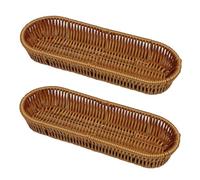 RT&BS Cestini Vimini per Posate, Piccolo Cestino da Tavola in Vimini per il Pane, Cesto Portaposate Intrecciato a Mano Riutilizzabile per Coltelli, Forchette, Cucchiai, Bacchette (2pz, Ovale)